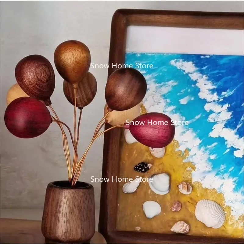 Log Balloon Accessories Children's Day Birthday Gift Creative Handmade Solid Wood New Year Ornament Wood Carving