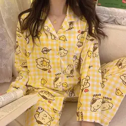 Sanrio Animation Kawaii Pom Pom Purin Pajamas Clothing Gift Cartoon Pom Pom Purin My Melody Long Sleeve Home Clothing Girls Gift