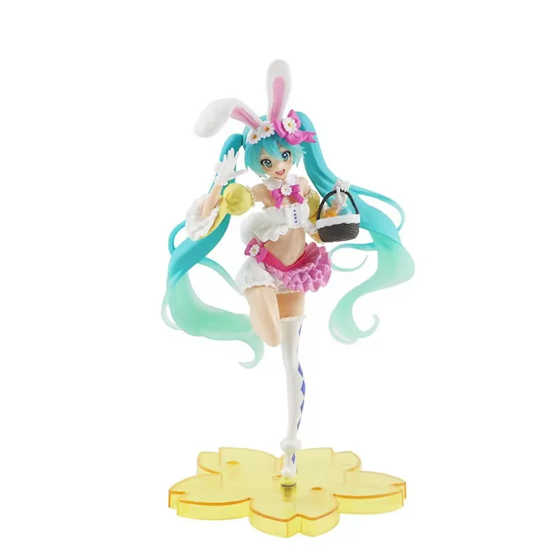 22CM Anime Hatsune Miku cute girl Kawaii pvc Model Doll Figurals Rabbit ears Collect ornaments Christmas Toys girl gifts