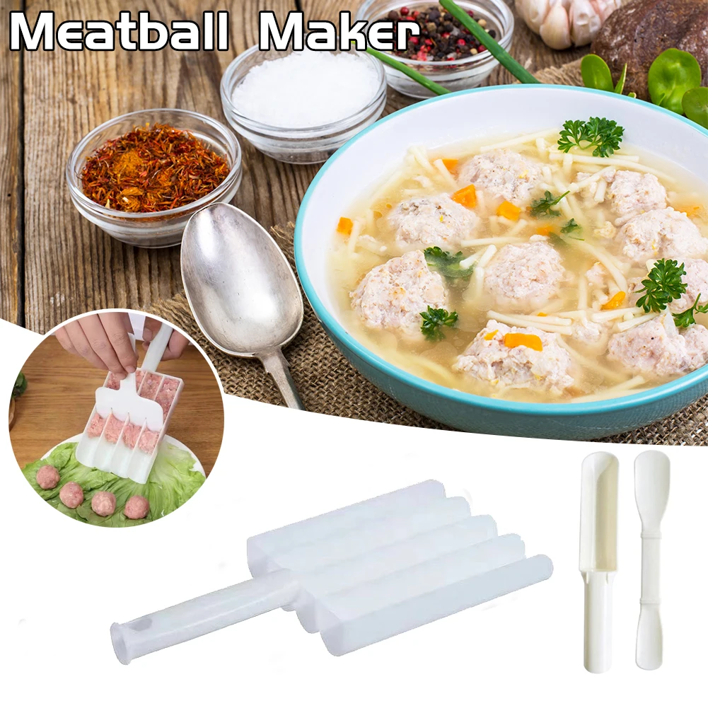 Meat Ball Maker Plastic 1 / 4 Rows Maker Meatball Convenient Mold Homemade Lean Meatball Tool Home DIY Meatball Fish Ball Set