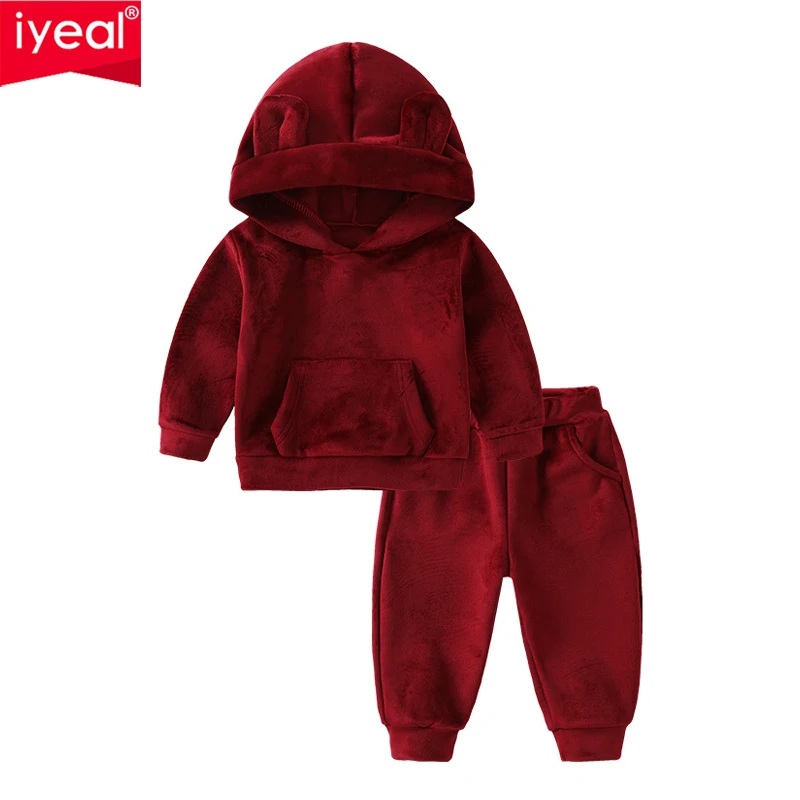 

IYEAL Autumn Children's Clothing Set 2023 Boys and Girls' Sweatershirt+Pants Two Piece Set Velvet Thickened Warm Clothing