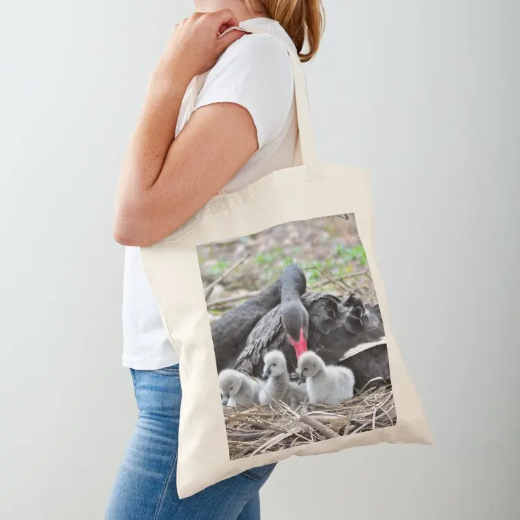 

Black Swan and cygnets at Dawlish Tote Bag hand bag eco pack large size bags custom bags
