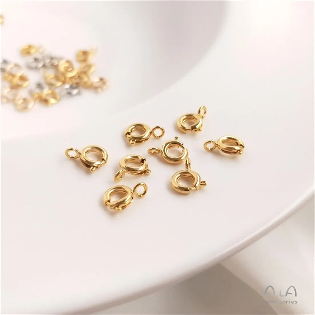 Real fivela de primavera banhada a ouro 18k, acabamento em colar e pulseira, conexão de lagosta, material artesanal DIY, material banhado a ouro 14k, B924