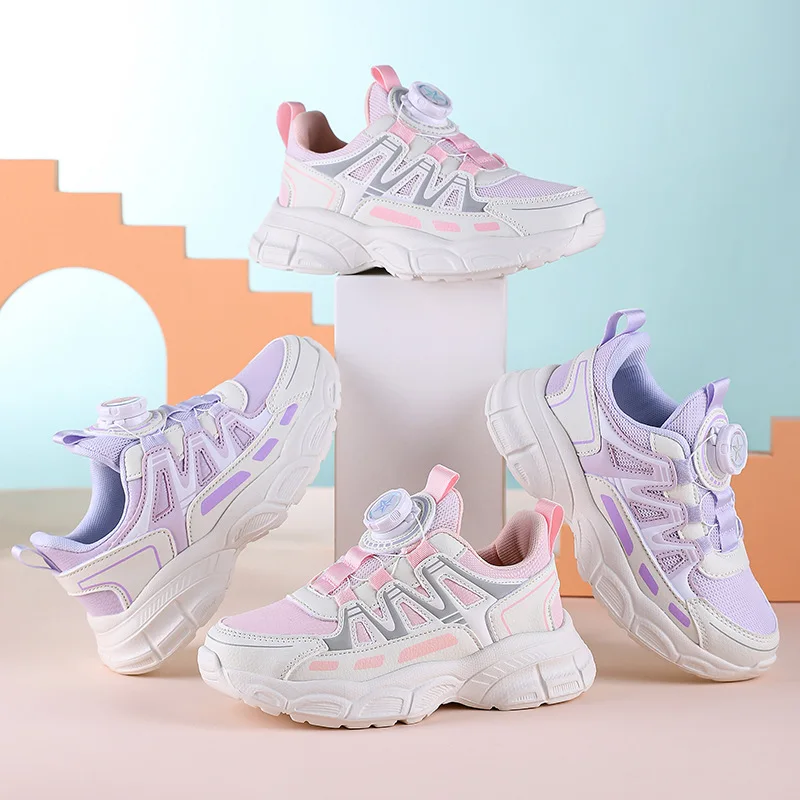 3-18Y Kids Girls Sports Shoes Lightweight Leather Girls Sneakers Casual Fashion Children Anti-slip Walking Running Shoes H66-41