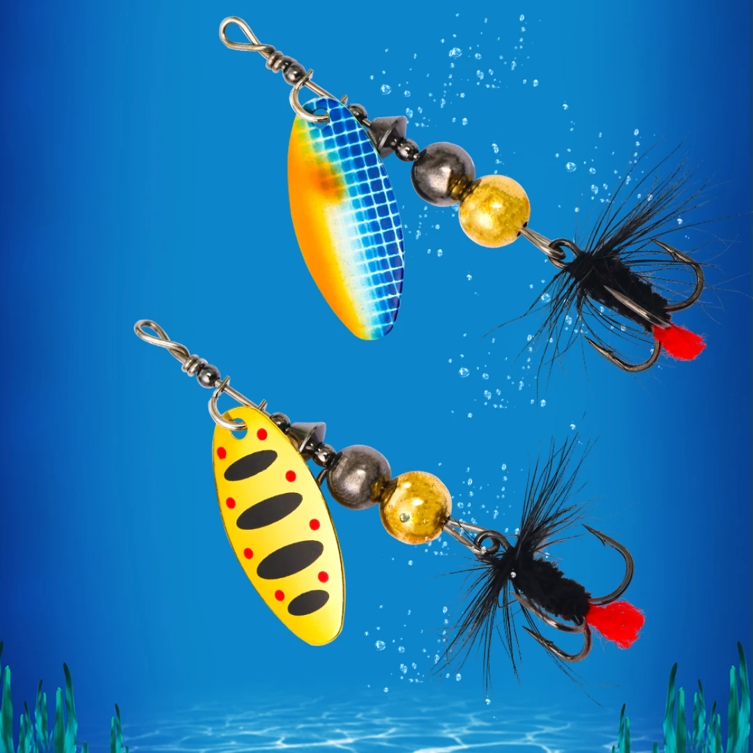 Picture 7: Fly Fishing Lure Spinnerbait 4g/8g Rotating Spinnerbait Brass Metal Blade Spinner with Feather DIY Jig Spoon Buzzbait Swimbait