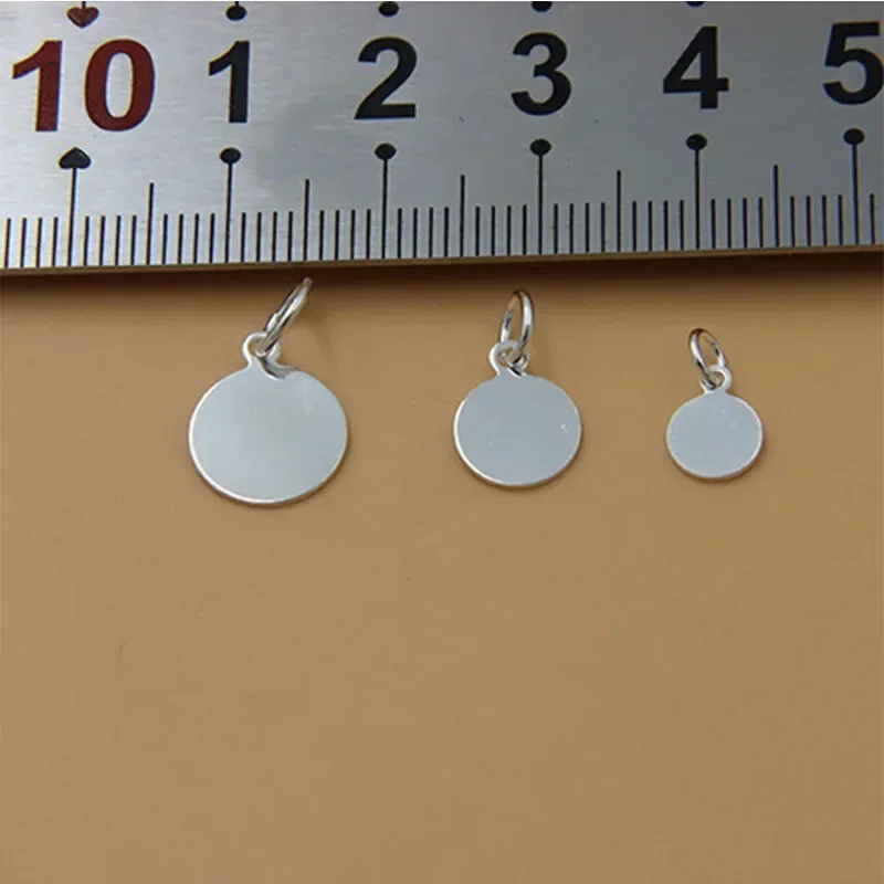 MEETSOFT 925 الفضة 6-10 مللي متر ميدالية مستديرة القرص مخصص نقش شعار قلادة جالبة للحظ DIY بها بنفسك اليدوية النقش اكسسوارات بالجملة