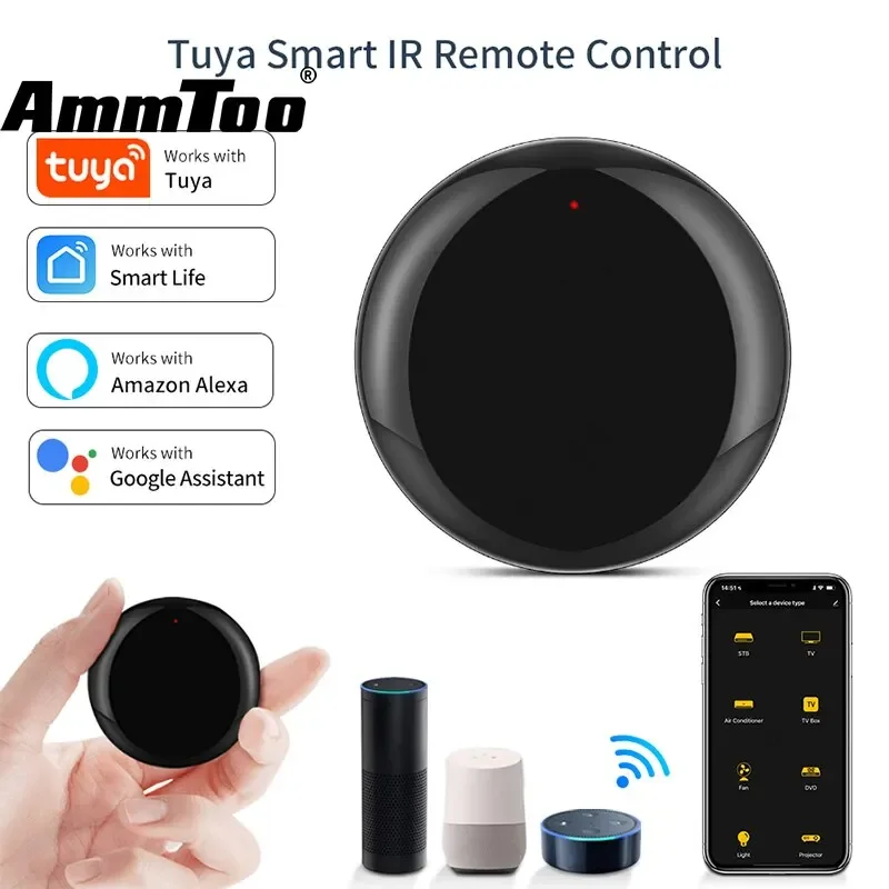 Uniwersalny inteligentny pilot IR WiFi Tuya, sterowanie głosowe przez aplikację Smart Home do telewizora, kompatybilny z aplikacją Smart Life, Alexa i Google Home.
