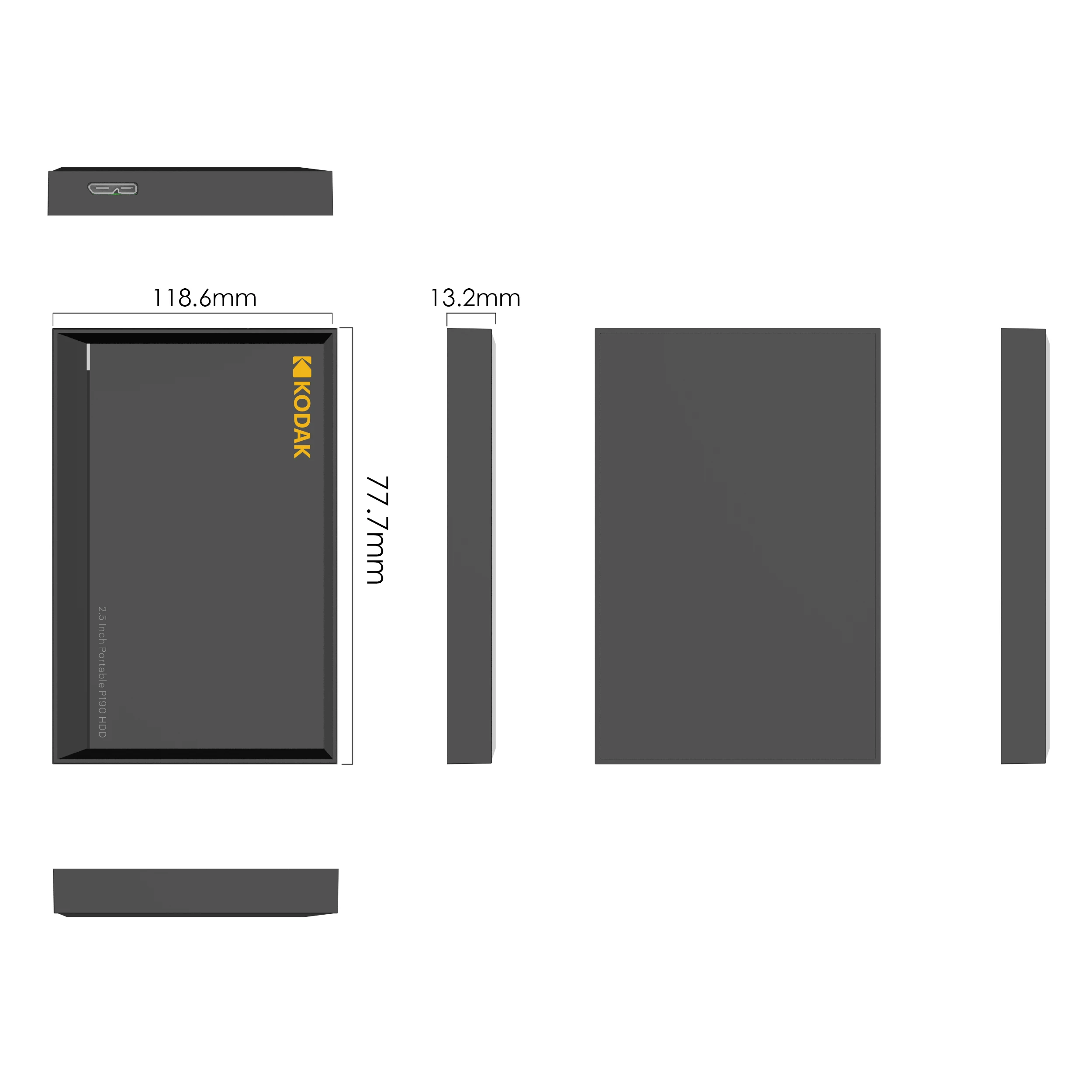 KODAK P190 2,5 Zoll tragbare externe Festplatte HDD 500GB 1TB 2TB USB 3.0 5Gbps Hochgeschwindigkeits-Gaming-Speicher für PC Laptop PS4 Xbox – Detail 2
