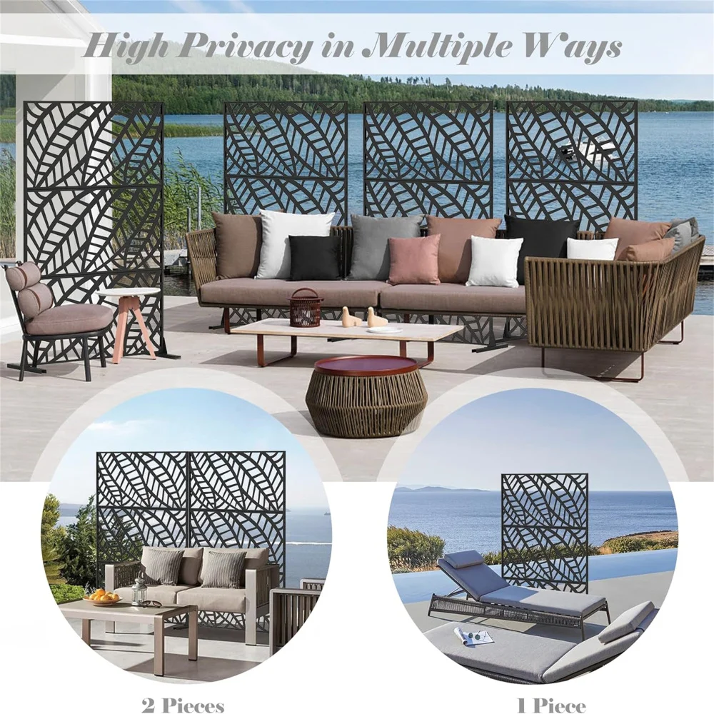 

Leaf-Shaped,Metal Privacy Screen, Freestanding Outdoor Indoor Divider, Decorative Privacy Screen Panels for Balcony Patio Garden
