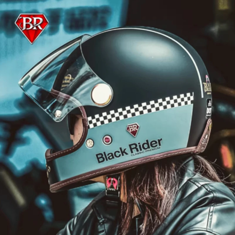 BEON DOT ECE Approval Full Face Motocross Carbon Fiber Helmet BR50 Glassfiber Vintage Motorcycle Professional Retro Helmets