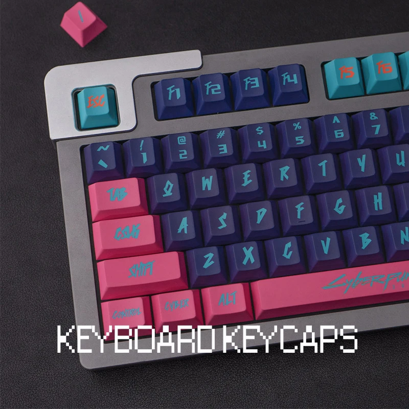 Pink Theme Cyberpunk Keycaps 130 Keys Personalise Cherry Profile PBT Keycaps for Mechanical Keyboard Sublimation Custom Keycap