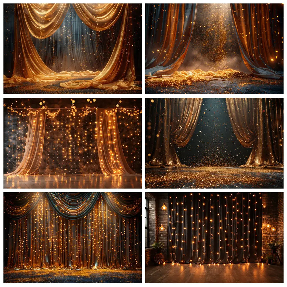 Black Gold Glitter Backdrops Golden Shiny Dot Polka Light Bokeh Backgrounds For Birthday Wedding Party Baby Shower Photography