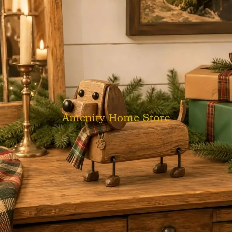 F26C Long-Bodied Dog Lover Christmas Gift with a Checked Neck Wrap