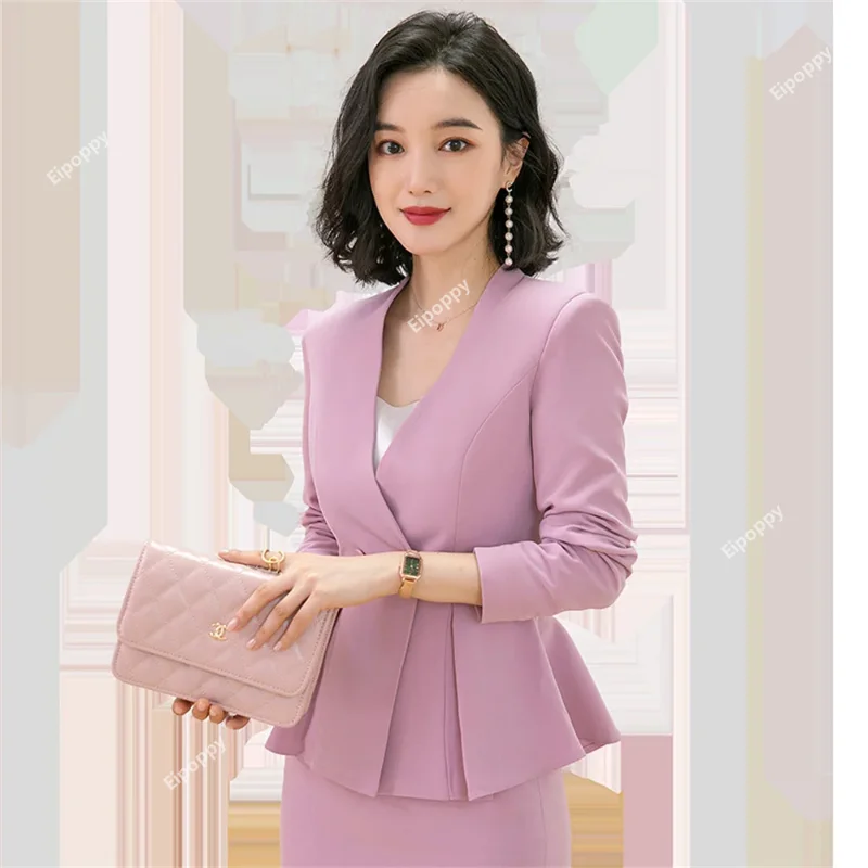 Elegant Women\'s Blazer Skirt Sets 2024 New in Business 2 Piece Short Sets Work Wear Office Formal Ladies Jacket suit with skirt