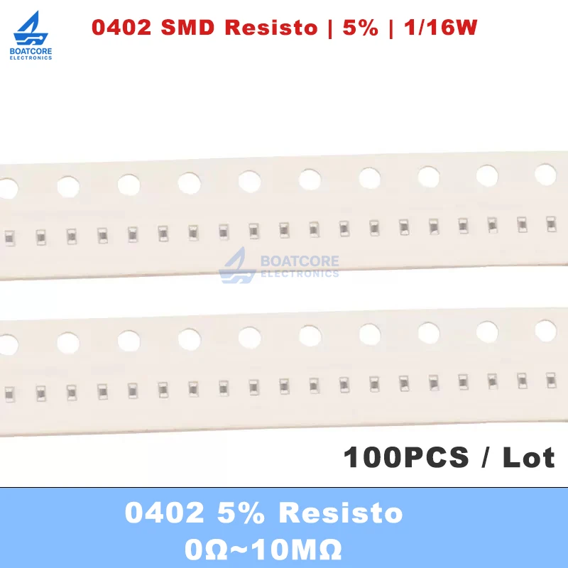 100PCS 0402 5% 1/16W  SMD Resistor 0R 1R 10R 100R 150R 220R 330R 470R 1K 2.2K 10K 100K 1M 0R~10M 0 1 10M 100 150 220 330 470 Ohm