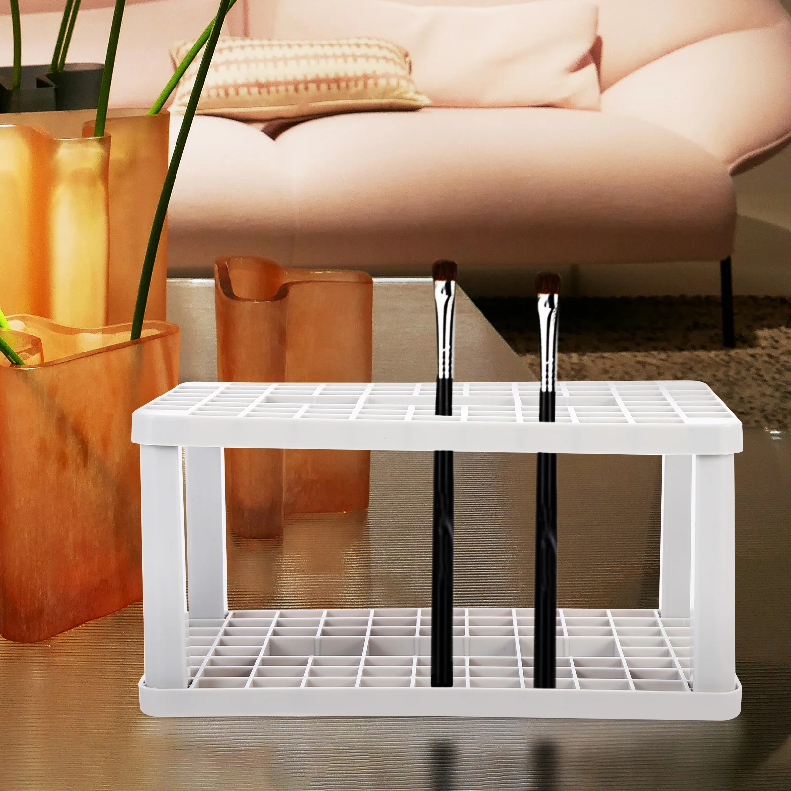 

2Pcs Makeup Organizer Holder Multi-Slot Design Large Capacity Storage Rack Stylish Pen Pencil Stand Brush Organizer