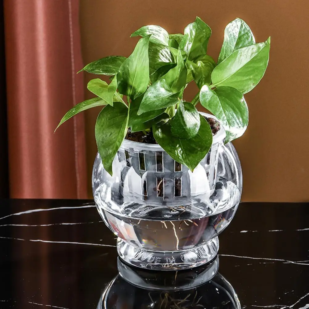 Aquaponic Flowerpot Aquaponic Betta Fish Tank with Shatterproof Plastic Bowl Transparent Ecosystem Aquarium Planter Desktop