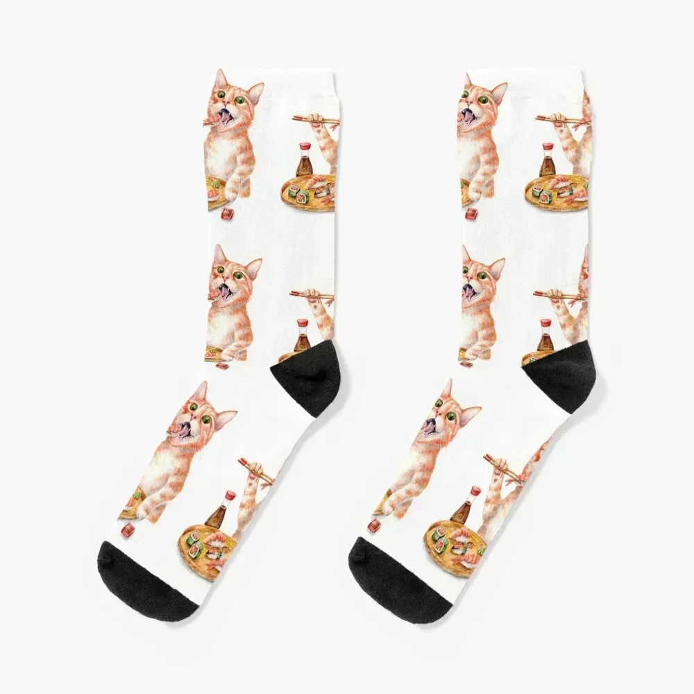 Sushi Cat Socks sheer hockey Antiskid soccer Non-slip Man Socks Women's