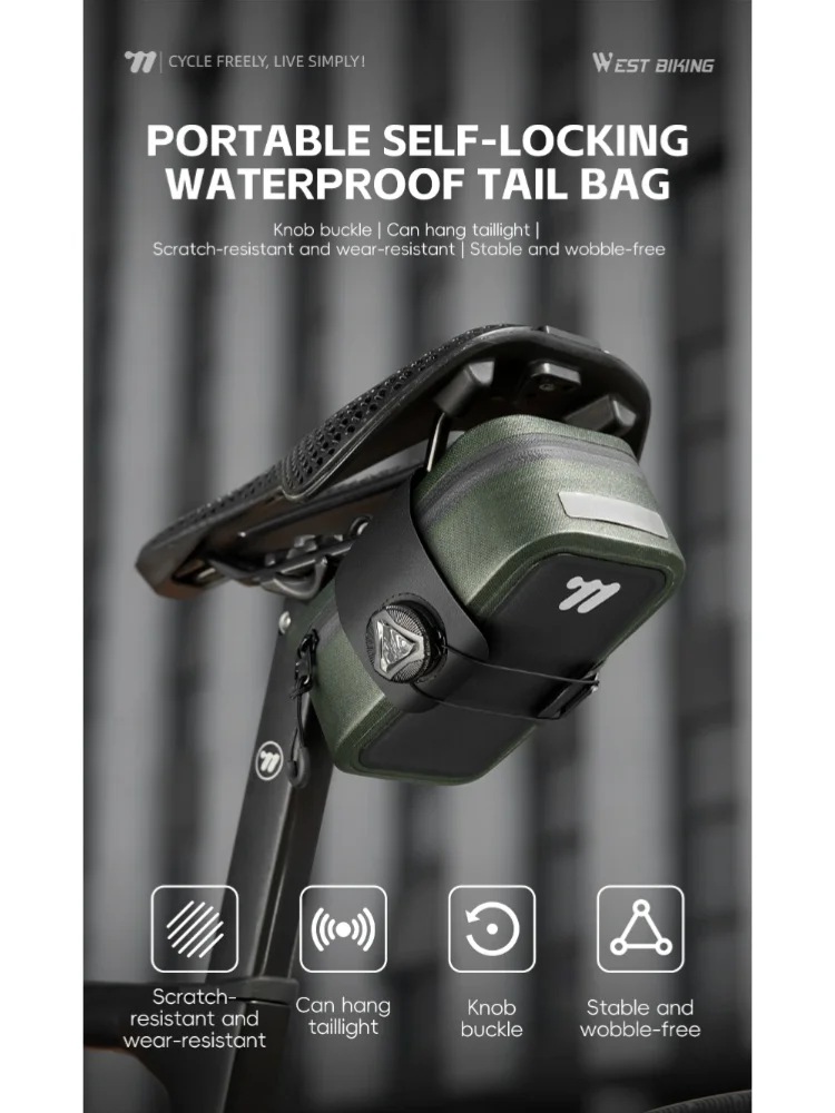 AliExpress NONE WEST BIKING Bicycle Saddle Bag 600D TPU Seamless Waterproof Wear-Resistant Rotating Lacing Buckle Mini Saddlebag Bike Accessory