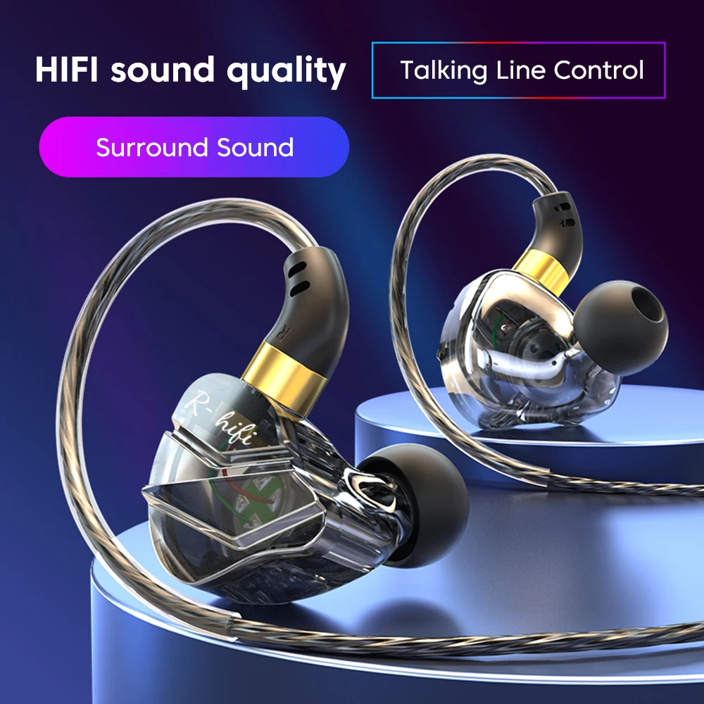 Type C/3.5mm Earphones Wired Headset Hifi Sound Quality In Ear Headphones Sport Music Noise reduction Earbuds For Phone Computer