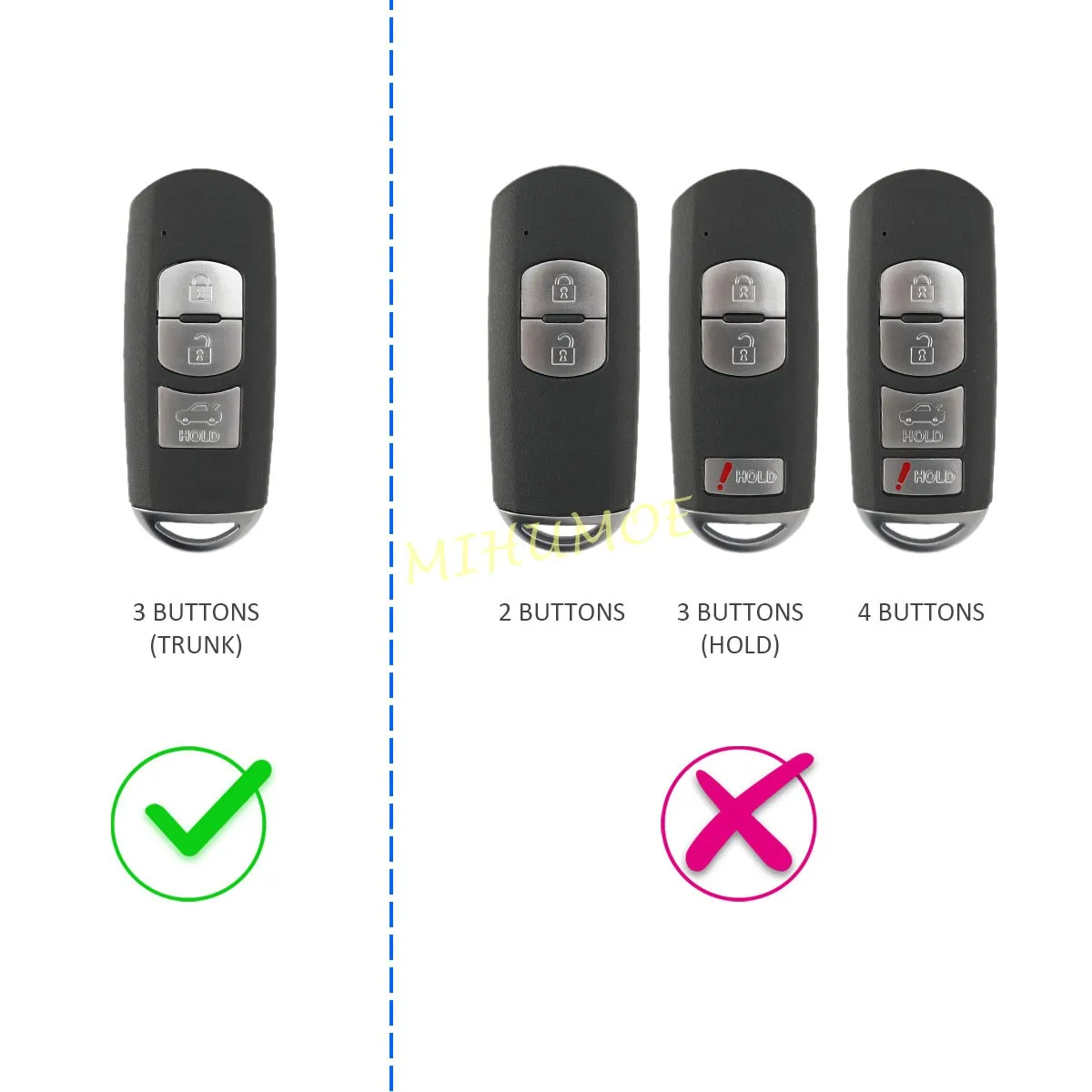 For 2016 2017 2018 2019 Mazda 2 3 Sedan 6 CX5 CX9 MX5 Silicone Black Car Remote Key Case Cover Keychain Accessories 3 Buttons