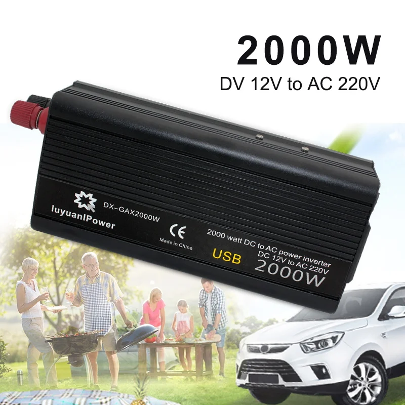 12V 220V Power Converter Dual USB EU Socket Car power Inverter