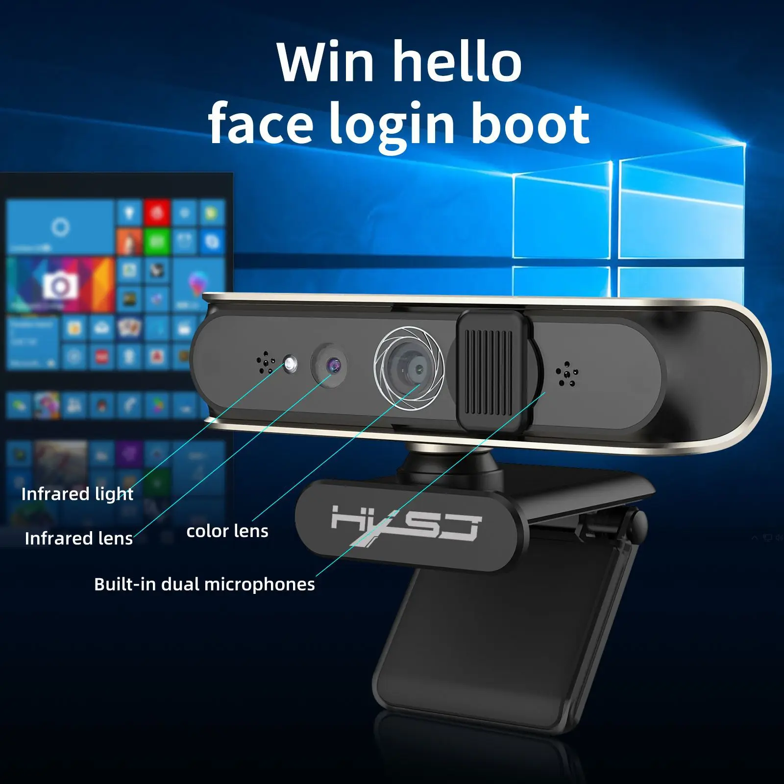 Imagem -04 - Mini Usb Face Recognition Computer Câmera Webcam de Desbloqueio Automático Microfone Embutido Autofoco Windows Olá Milhões