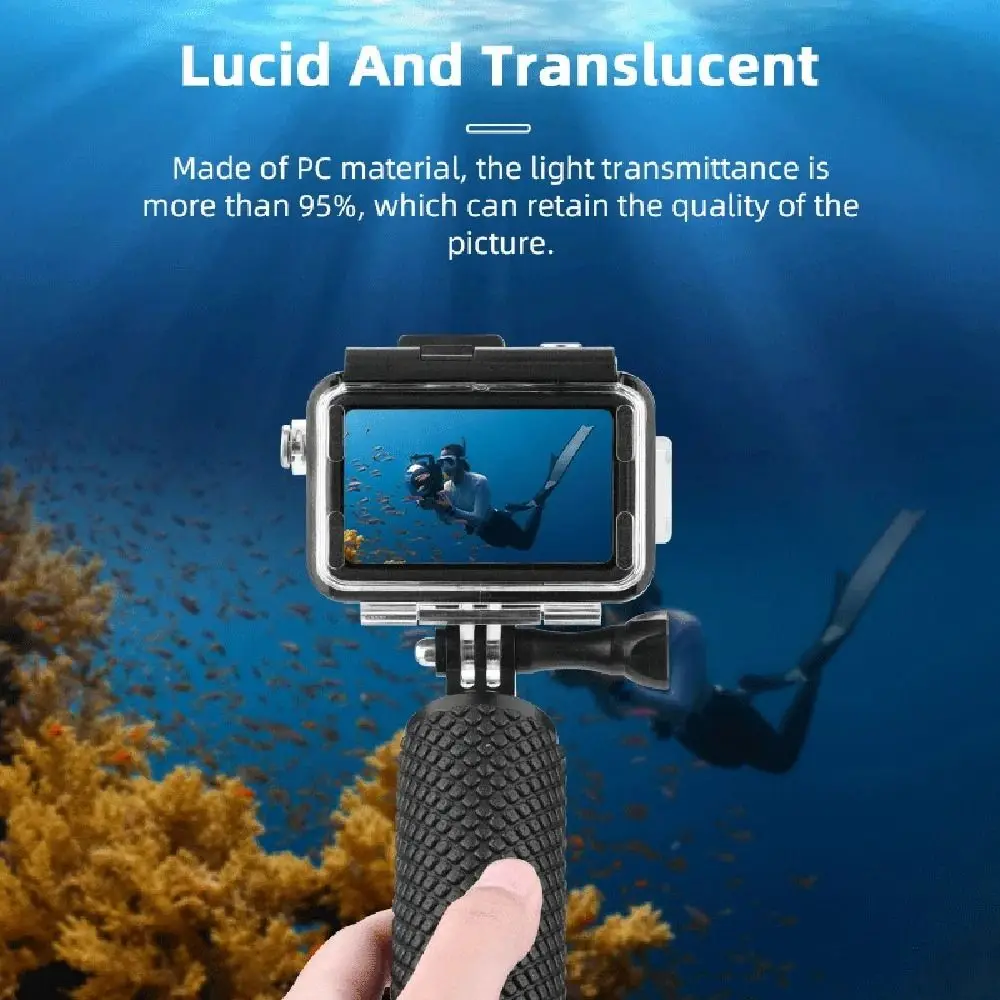 60M Camera Protective Shell Transparent Waterproof Sports Camera Cover Tempered Glass PC for DJI Osmo Action 5 Pro/4/3