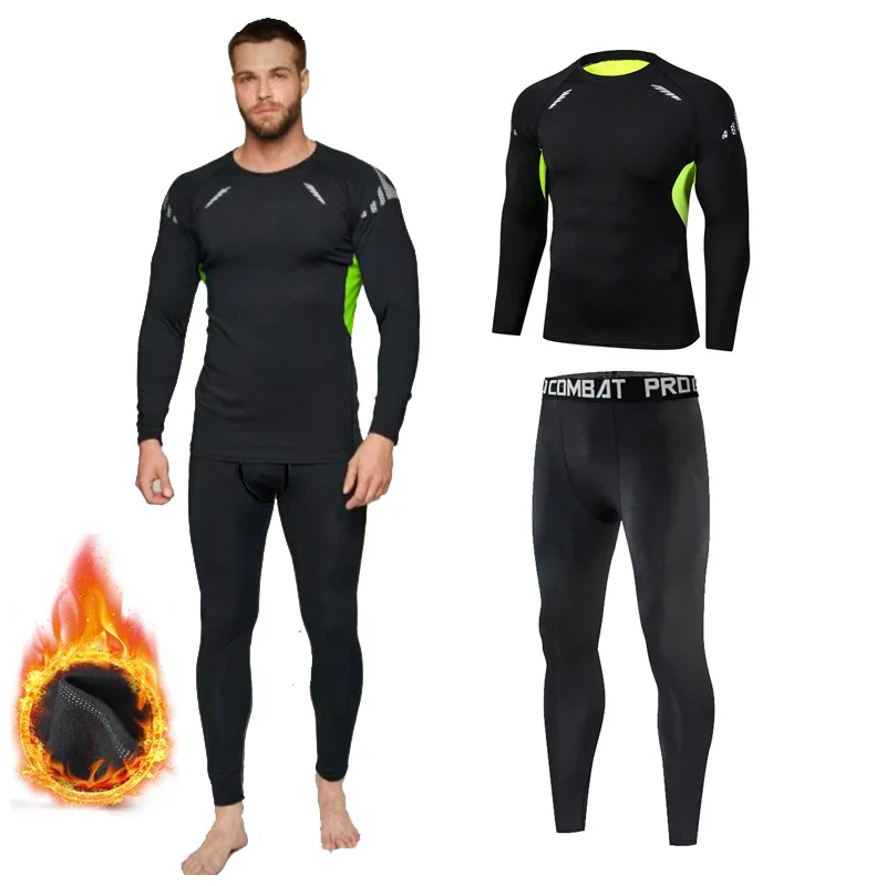 Winter Thick Long Johns Men Thermal Underwear Set Keep Warm Tops Legging Set Fleece Thermo Underwear Sport Set Winter Clothing