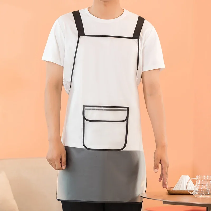 Men Women Mandiles TPU Kitchen Apron Waterproof Transparent Household Cleaning Aprons Painting Nails Beauty Makeup Pinafore