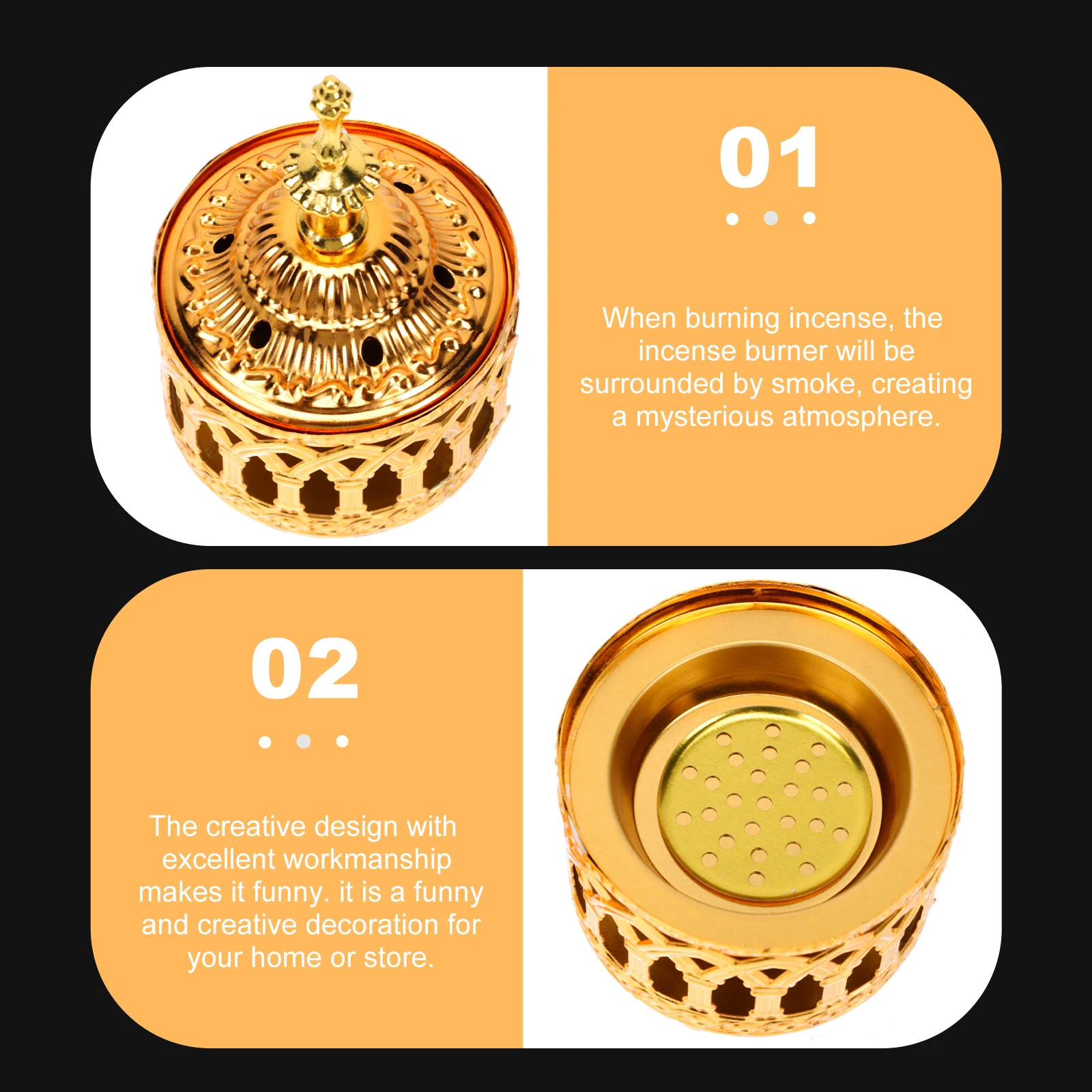 

Incense Burner Retro Metal Censer Home Office Elegant Cast Iron Simple Chic Design Relaxing Enjoyment Censer Decor
