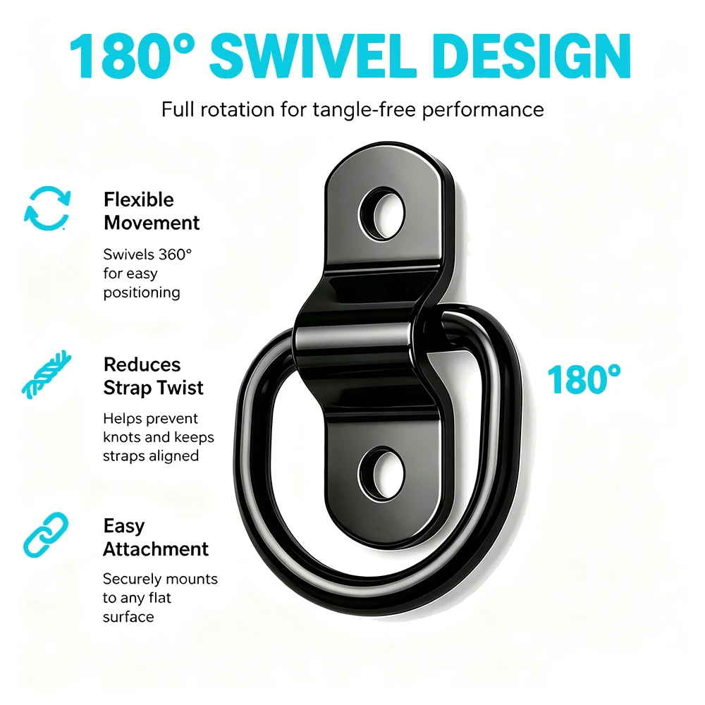 Large D-type Traction Ring  Fixed Anchor Pull Ring  Binding Ring  Suitable for Loading Cars  Ships  Cargo Trailers  RVs  Trucks