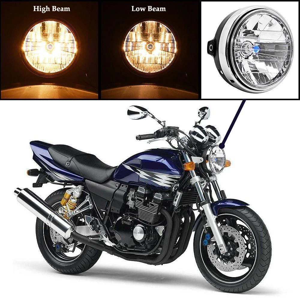 Halogens Motorcycle Headlights H4 Bulb 7 Inch Round 35W Universal Front Head Light Lamp Accessories for Honda CB400 VTEC ...