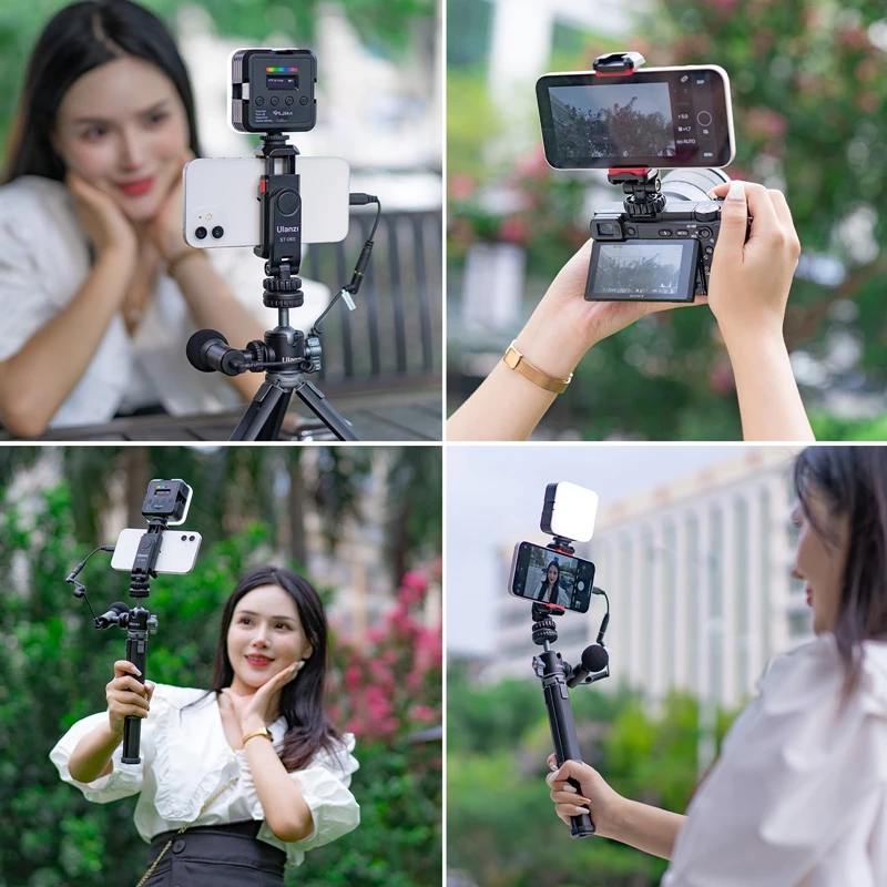 ULANZI ST-06S 360° Swivel Mobile Phone Tripod Stand with 2 Cold Shoes, All Mobile Phones Compatible