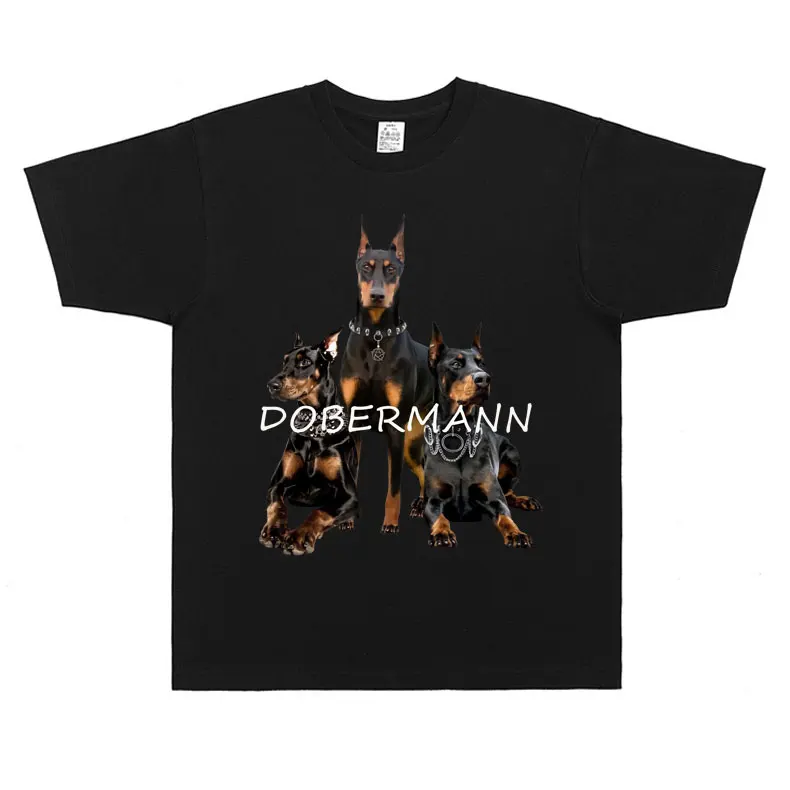 Doberman Dog Graphic T-shirt Male Fashion Oversized T Shirts Men Women Casual Pure Cotton Short Sleeve Funny Meme Tshirt Tops