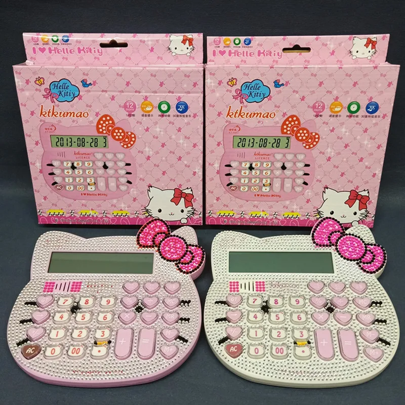 

Kawaii Hellokitty Calculator Cartoon Sanrio Japanese Student Color Diamond Crystal Calculator Cute Children's Stationery Gift