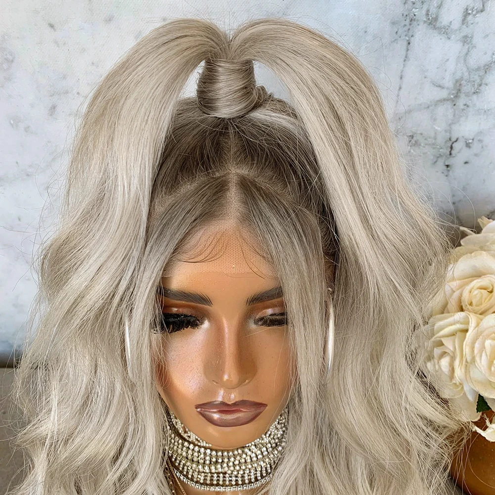 بيرناردو الرماد شقراء أومبير الباروكات الاصطناعية الدانتيل شعر مستعار أمامي شعر ناعم طويل الجسم موجة الدانتيل شعر مستعار أمامي s مع الجذور الداكنة شعر مستعار اصطناعي