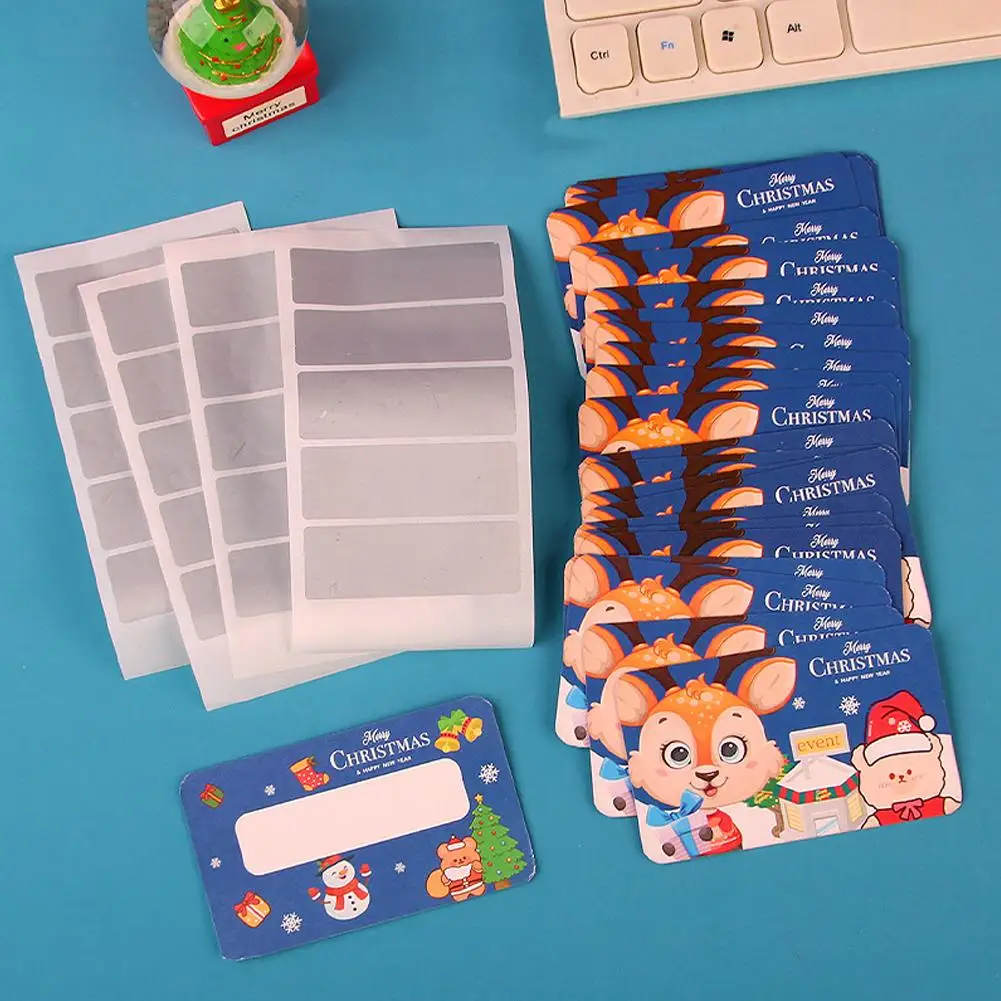 DIY Self-made Christmas Reward Scratch Card Handwritten Xmas Lucky Stickers Scratch Stickers Award Card Reward Off Decor Sc D3H8