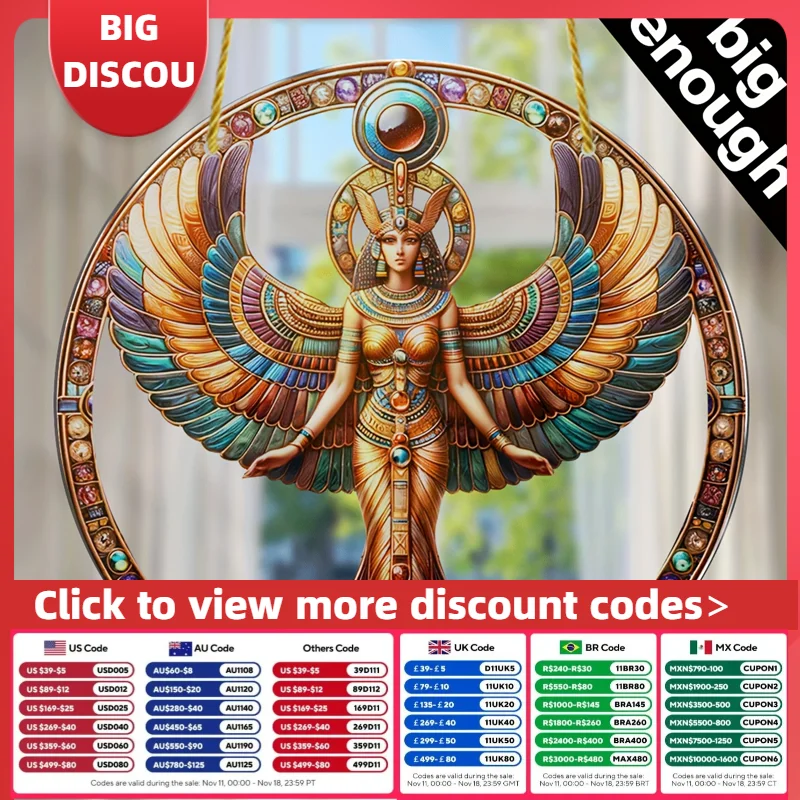 Classic Acrylic Egyptian Goddess Isis Wall Hanging Decor with Outstretched Wings-Costume Gift,Room,Kitchen,Wall Home Decoration