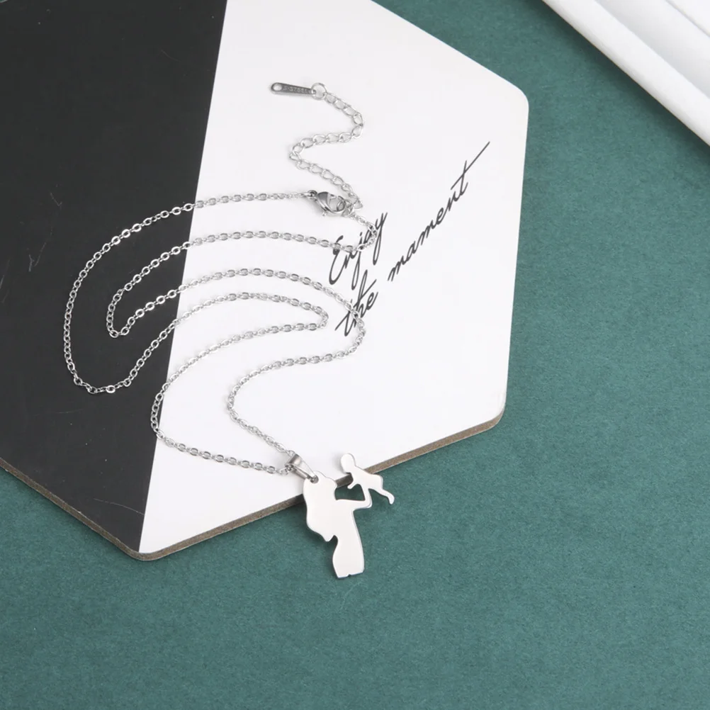 

1Set Stainless Steel Necklace Mother Child Pendant Creative Mother's Day Jewelry Gift Elegant Family Party Necklace