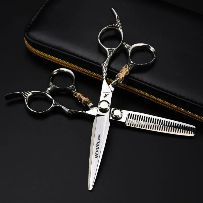 

Professional JP440c steel 6 '' Upscale Golden tiger hair scissors cutting barber haircut thinning shears hairdresser scissors