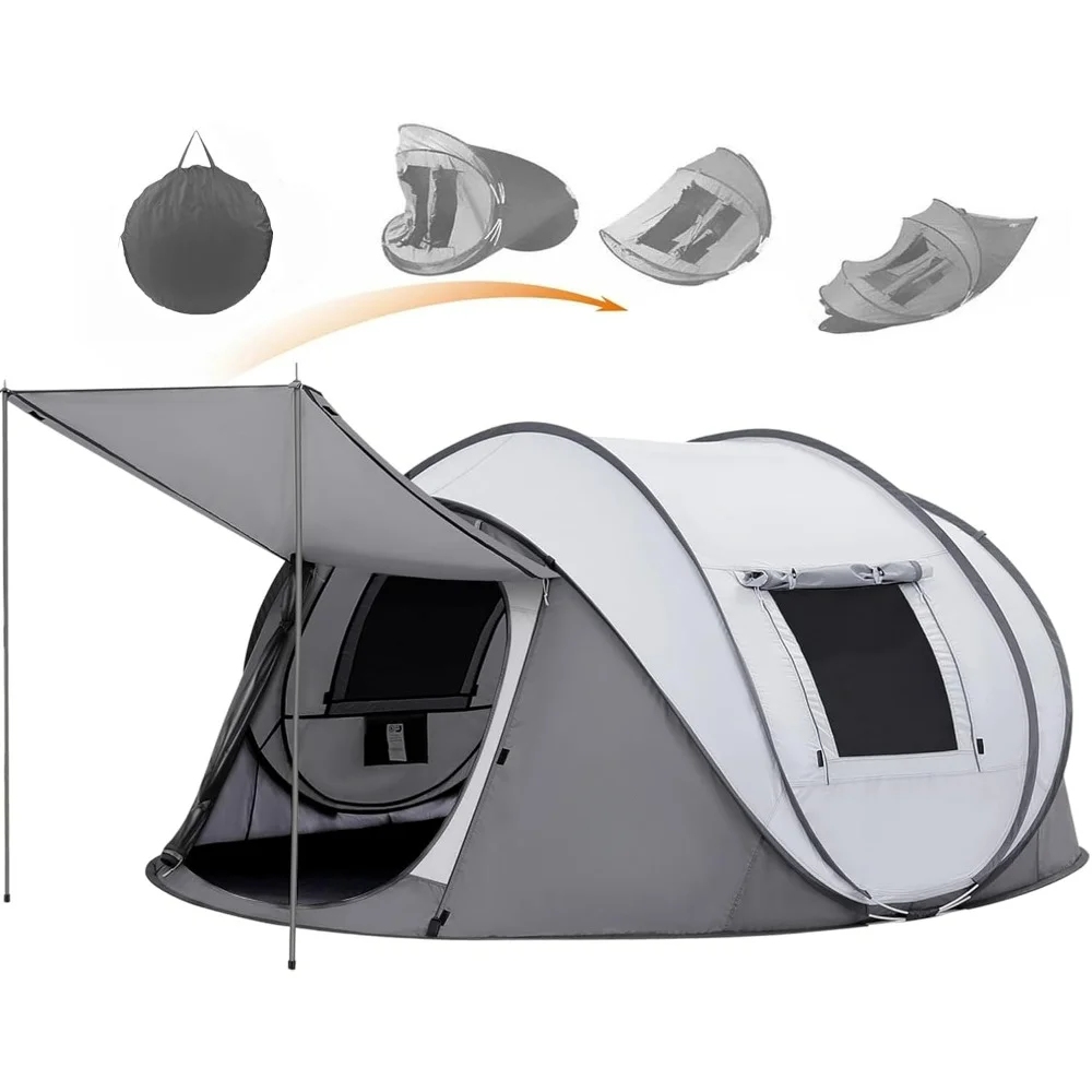 4 Person Easy Pop Up Tent Waterproof Automatic Setup 2 Doors-Instant Family Tents for Camping Hiking & Traveling.