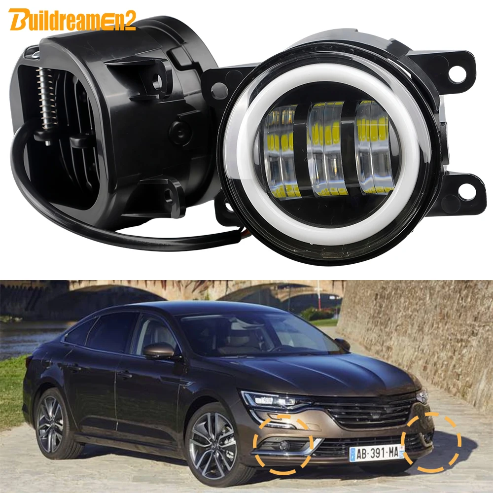 2 X 30W 6000LM Car Front LED Fog Light + Angel Eye Daytime Running Turn Lamp For Renault Talisman Samsung SM6 2015-2022