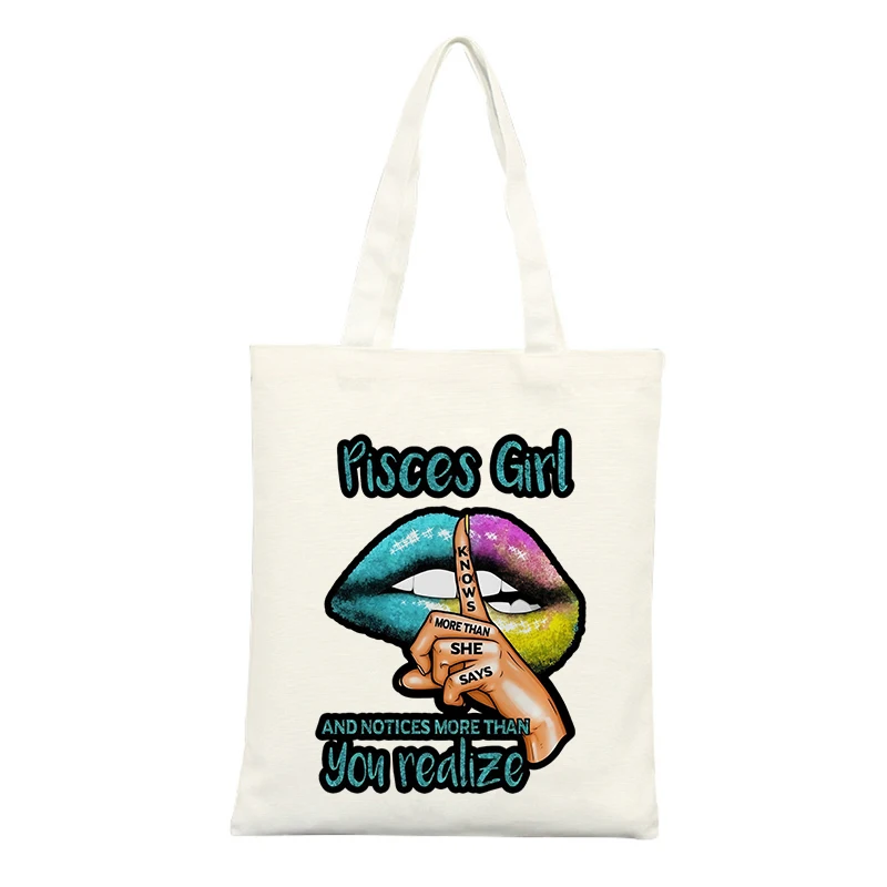 Canvas Tote Bag with Lip and Hand Graphic, Casual Style for Daily Shopping and Outings
