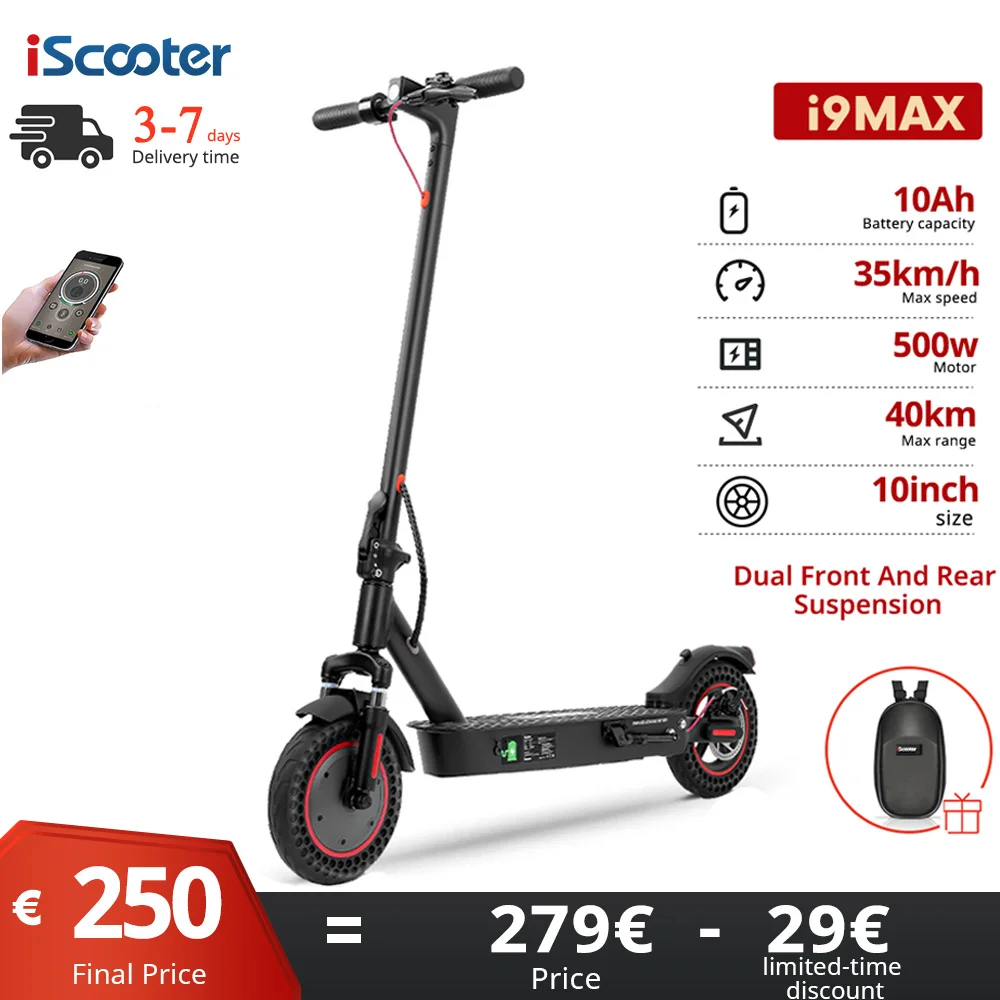 iScooter i9Max Electric Scooter 35km/h Adult Electric kick scooter E-Scooter 30-40 km 10