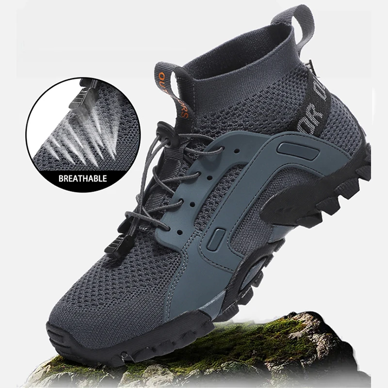 EOCENE Men Summer Mesh Barefoot Breathable Lightweight Shoes Outdoor Trail Trekkin Hiking Mountain Climbing Sports Sneakers