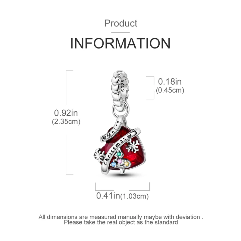 دلايات أصلية 925 فضية رومانسية عيد الميلاد على شكل قلب المعلقات صالح بلاتا 925 أساور للنساء صنع المجوهرات هدايا رائعة