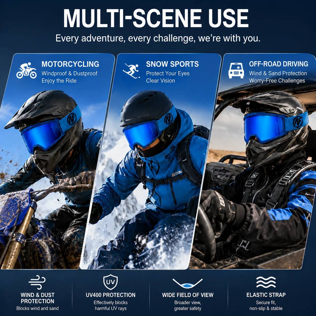 New Colors Motocross Goggles for Off-Road Riding Skiing Sport Eye Wear MX Helmet Compatible Motorcycle Goggles for ATV DH MTB