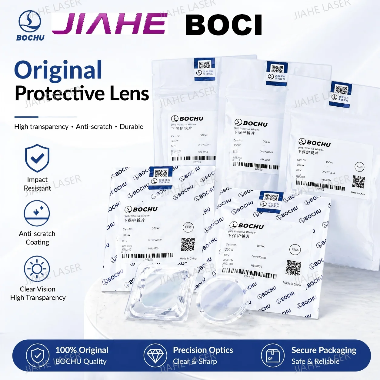 Original Laser Protective Windows 34x5 21.5x2 25.4x4 20K Silica Optics Glass Lens for BLT642 641 421 441 Tongkuai HAN'S