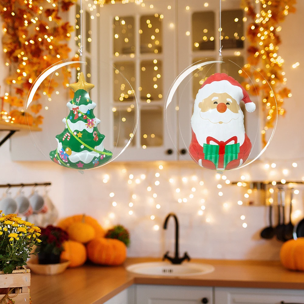 Bola de Navidad de muñeco de nieve transparente inflable, Bola de decoración de fiesta de PVC adecuada para suministros de fiesta de Navidad y Año Nuevo, 1 ud.